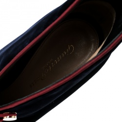 Pre Owned Gianvito Rossi Blue Velvet Miral Open Toe Booties Size 38