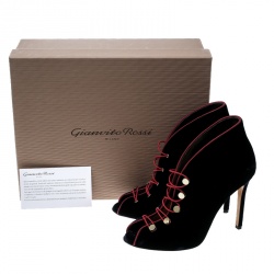 Pre Owned Gianvito Rossi Blue Velvet Miral Open Toe Booties Size 38