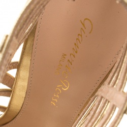 Pre Owned Gianvito Rossi Metallic Gold Leather Roxy Lace Up Caged Sandals Size 38