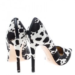 Pre Owned Gianvito Rossi Black/White Printed Pony Hair Pointed Toe Pumps Size 38.5