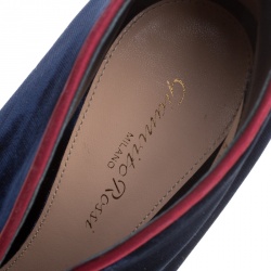 Pre Owned Gianvito Rossi Blue Velvet Miral Open Toe Booties Size 39