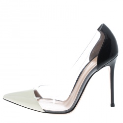 Pre Owned Gianvito Rossi Monochrome Patent Leather and PVC Plexi Pumps Size 39