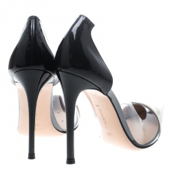 Pre Owned Gianvito Rossi Monochrome Patent Leather and PVC Plexi Pumps Size 39