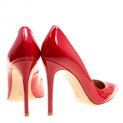 Pre Owned Gianvito Rossi Tabasco Red Patent Leather Pointed Toe Pumps Size 38