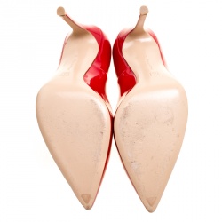 Pre Owned Gianvito Rossi Tabasco Red Patent Leather Pointed Toe Pumps Size 38