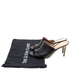 Pre Owned Gianvito Rossi Black Leather Peep Toe Mules Size 38