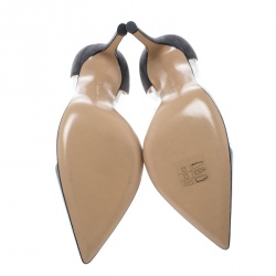 Pre Owned Gianvito Rossi Grey Patent Leather and PVC Plexi Pointed Toe Pumps Size 36