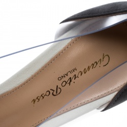 Pre Owned Gianvito Rossi Grey Patent Leather and PVC Plexi Pointed Toe Pumps Size 36