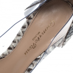 Pre Owned Gianvito Rossi Two Tone Python Leather and PVC Plexi Pumps Size 36