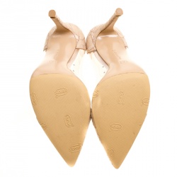 Pre Owned Gianvito Rossi Beige Lace and PVC Plexi Pointed Toe Pumps Size 36