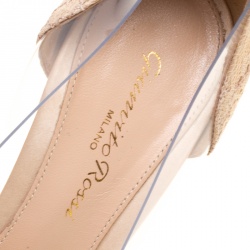 Pre Owned Gianvito Rossi Beige Lace and PVC Plexi Pointed Toe Pumps Size 36