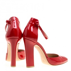 Pre Owned Gianvito Rossi Tabasco Red Patent Leather Ankle Strap D'orsay Pumps Size 39.5