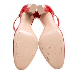 Pre Owned Gianvito Rossi Tabasco Red Patent Leather Ankle Strap D'orsay Pumps Size 39.5