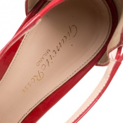 Pre Owned Gianvito Rossi Tabasco Red Patent Leather Ankle Strap D'orsay Pumps Size 39.5