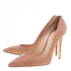 Pre Owned Gianvito Rossi Beige Suede Pointed Toe Pumps Size 39