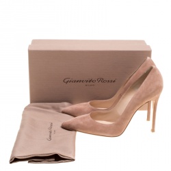 Pre Owned Gianvito Rossi Beige Suede Pointed Toe Pumps Size 39