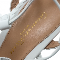 Pre Owned Gianvito Rossi White Braided Leather Cage Sandals Size 37