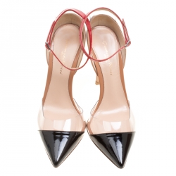 Pre Owned Gianvito Rossi Tricolor Patent Leather and PVC Ankle Strap Pointed Toe Sandals Size 36