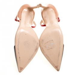 Pre Owned Gianvito Rossi Tricolor Patent Leather and PVC Ankle Strap Pointed Toe Sandals Size 36