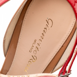 Pre Owned Gianvito Rossi Tricolor Patent Leather and PVC Ankle Strap Pointed Toe Sandals Size 36