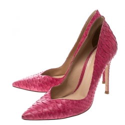 Pre Owned Gianvito Rossi Pink Python Pointed Toe Pumps Size 39