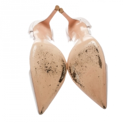 Pre Owned Gianvito Rossi Blush Pink Leather and PVC Plexi Pointed Toe Pumps Size 38