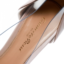 Pre Owned Gianvito Rossi Blush Pink Leather and PVC Plexi Pointed Toe Pumps Size 38