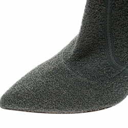 Pre Owned Gianvito Rossi Grey Knit Fiona Pointed Toe Ankle Boots Size 36