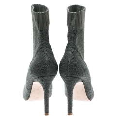 Pre Owned Gianvito Rossi Grey Knit Fiona Pointed Toe Ankle Boots Size 36