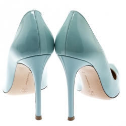 Pre Owned Gianvito Rossi Powder Blue Patent Leather Pointed Toe Pumps Size 36