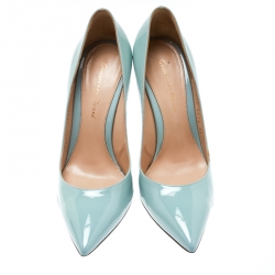 Pre Owned Gianvito Rossi Powder Blue Patent Leather Pointed Toe Pumps Size 36