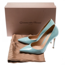Pre Owned Gianvito Rossi Powder Blue Patent Leather Pointed Toe Pumps Size 36
