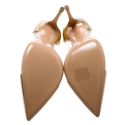 Pre Owned Gianvito Rossi Metallic Gold Leather and PVC Plexi Pumps Size 40.5