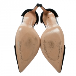 Pre Owned Gianvito Rossi Black Suede and PVC Plexi Pointed Toe Pumps Size 38.5