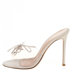 Pre Owned Gianvito Rossi Cream PVC With Leather Sandals Size 38