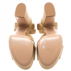 Pre Owned Gianvito Rossi Gold Satin Block Heel Cross Strap Platform Sandals Size 35.5