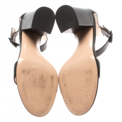 Pre Owned Gianvito Rossi Black Leather Versilia Ankle Strap Sandals Size 39