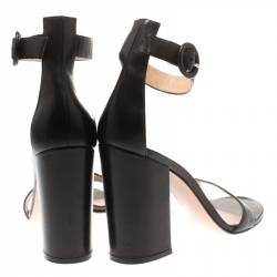 Pre Owned Gianvito Rossi Black Leather Versilia Ankle Strap Sandals Size 39