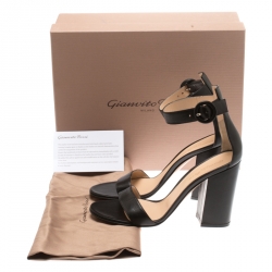 Pre Owned Gianvito Rossi Black Leather Versilia Ankle Strap Sandals Size 39