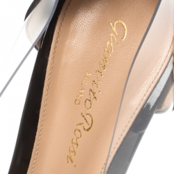 Pre Owned Gianvito Rossi Monochrome Patent Leather and PVC Plexi Pointed Toe Pumps Size 37.5