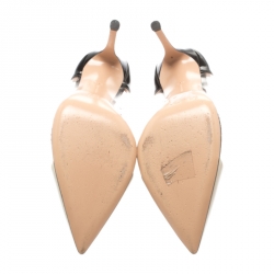 Pre Owned Gianvito Rossi Monochrome Patent Leather and PVC Plexi Pointed Toe Pumps Size 37.5