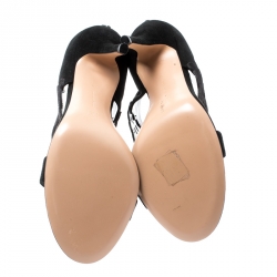 Pre Owned Gianvito Rossi Black Suede Cutout Sandals Size 40