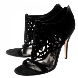 Pre Owned Gianvito Rossi Black Suede Cutout Sandals Size 40