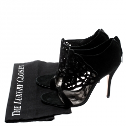 Pre Owned Gianvito Rossi Black Suede Cutout Sandals Size 40