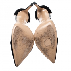 Pre Owned Gianvito Rossi Black Suede Leather And PVC Plexi Pointed Toe Pumps Size 38