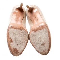 Pre Owned Gianvito Rossi Beige Suede Vamp Peep Toe Booties Size 39