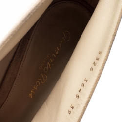 Pre Owned Gianvito Rossi Beige Suede Vamp Peep Toe Booties Size 39