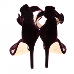 Pre Owned Gianvito Rossi Burgundy Velvet Portofino Ankle Strap Sandals Size 40