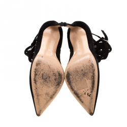 Pre Owned Gianvito Rossi Black Suede Diamond Cut Out Ankle Boots Size 39