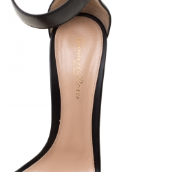 Pre Owned Gianvito Rossi Black Leather And PVC Stella Ankle Strap Open Toe Sandals Size 38